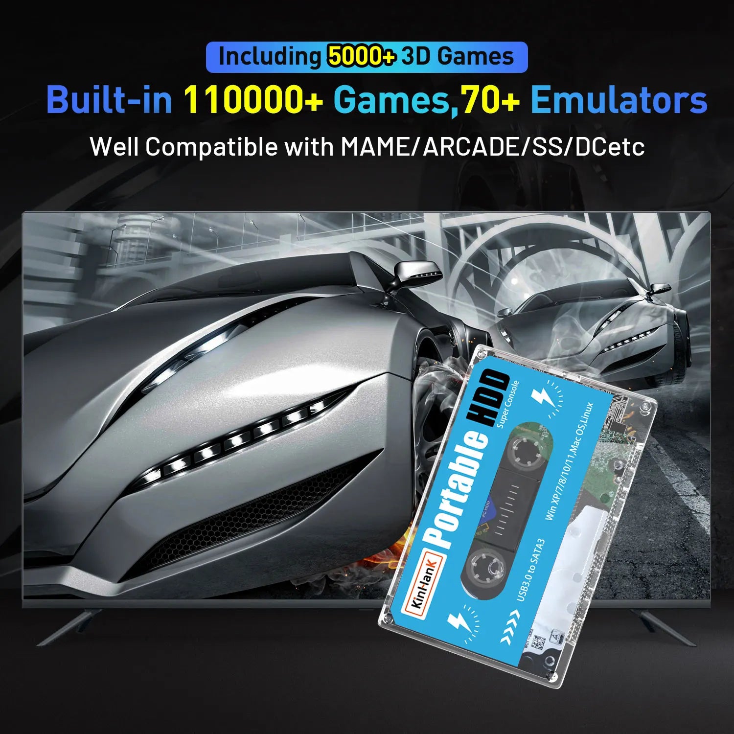 Super Console X Batocera 33 500G Hard Drive Disk 110000+ Retro Video Games Plug and Play